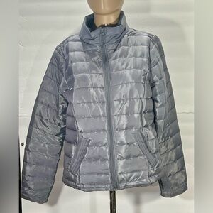 Miss London Metallic Gray Puffer Jacket Size S